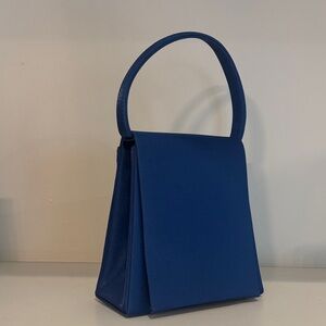 Blue Structured Top-Handle Bag